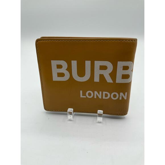 Burberry Ronan Light Copper Orange Printed Smooth Leather Logo Bifold Wallet